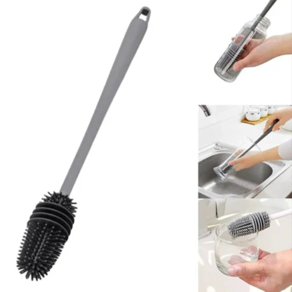 Silicone Bottle Cleaning Brush with Long Handle – Multipurpose Bottle Cleaner for Baby Bottles, Water Bottles, Vases & Glass Containers (Pack of 1)