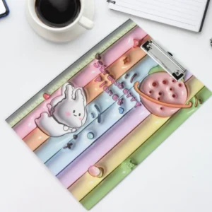 Paper Clipboard Writing Pad with Strong Metal Clip – A4 Size Clipboard Board | Durable Writing Pad for Office, School & Home (Random Theme/Design- Pack of 1)